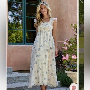 Baltic Born Cream and Blue Floral Maxi Dress